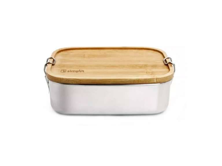 Tupper de Acero Inoxidable Tapa Madera 800 ml Simplit