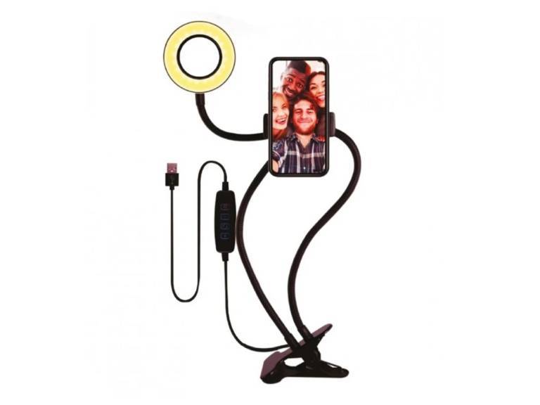 Soporte Clip Aro Luz 10 Cm Smartphone Flexible Importclick