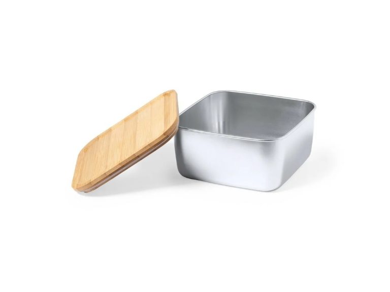 Contenedor Tupper Hermético Cuadrado Acero Inox. Bambú Tusvik 1400 ML Importclick