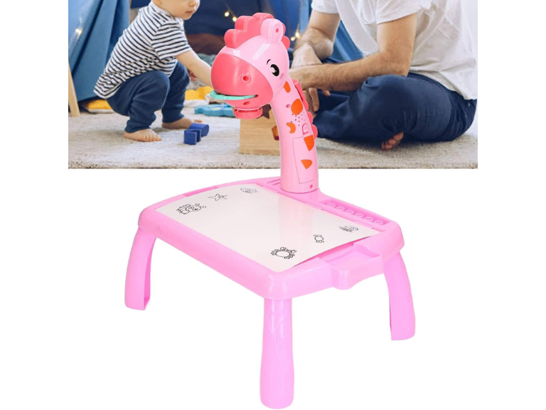 Mesa Proyector Dibujo Aprendizaje Trazos Infantil Jirafa Rosado Importclick