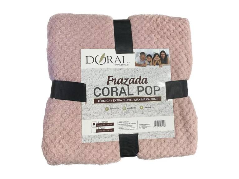 Frazada Coral Pop 2.0 Plazas Doral Rosada