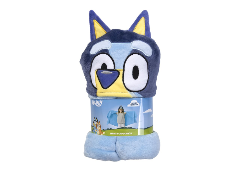 Manta Azul con capucha Bluey 3D