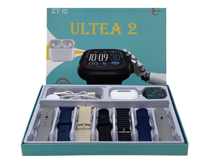 Smartwatch ZT-12 + Audífonos Inalámbricos + 7 Bandas Intercambiables
