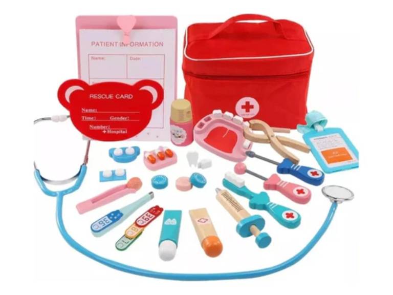 Set Juegos Bolso Doctor Dentista Madera Infantil