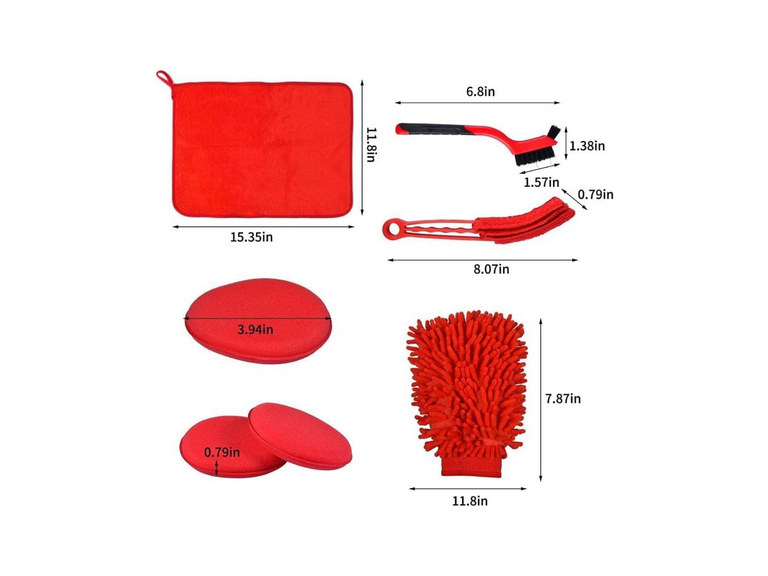Kit Limpieza 18 Piezas Automóvil Multiuso Interior Exterior