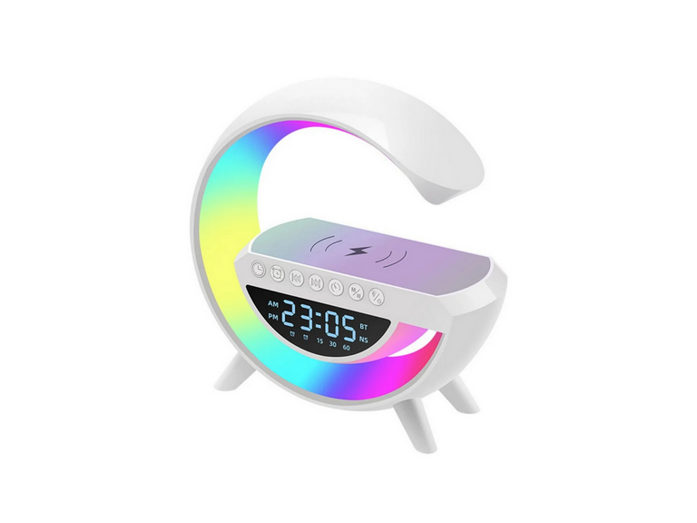 Lámpara Cargador Reloj Parlante Inteligente Smartphone Blanco