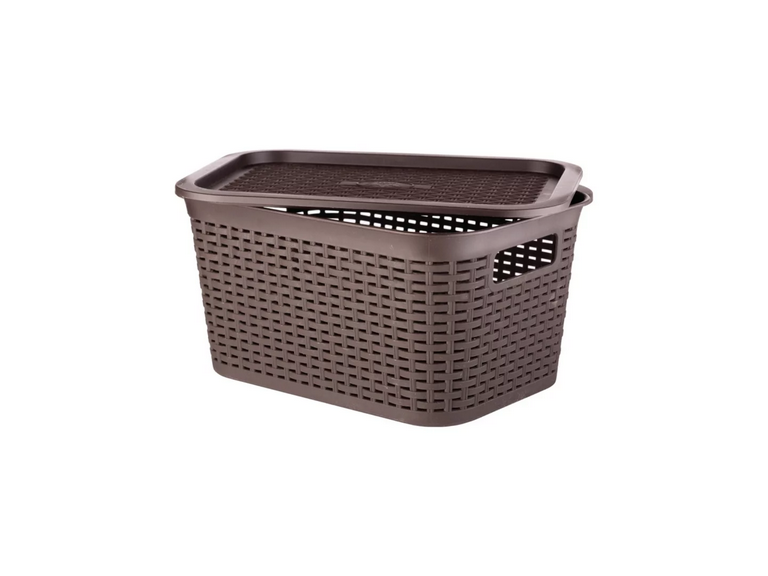 Pack 3 Cajas Organizadora Ratán 6 L Marrón Oscuro
