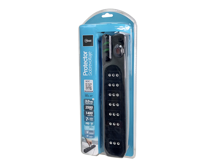Alargador Con Protector De Voltaje 3MT Negro