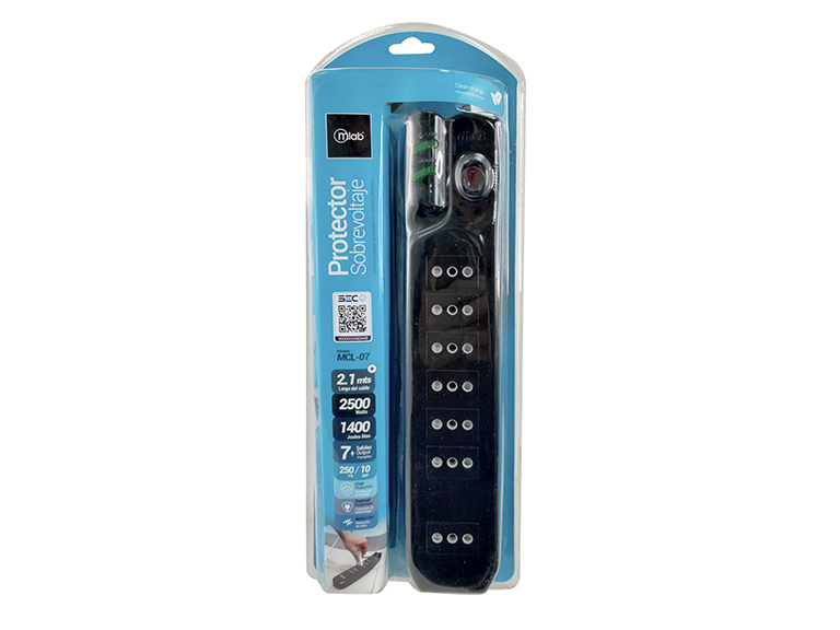 Alargador con Protector de Voltaje 2.1MT Negro