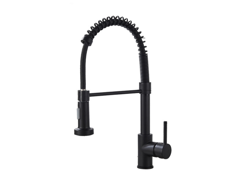 Llave Monomando Lavaplatos Profesional Resorte Negro