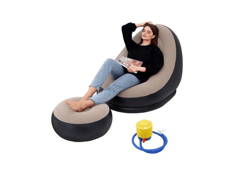 Sofa Puff Inflable Reposa Pies Inflador 1.16x98x83 Gris