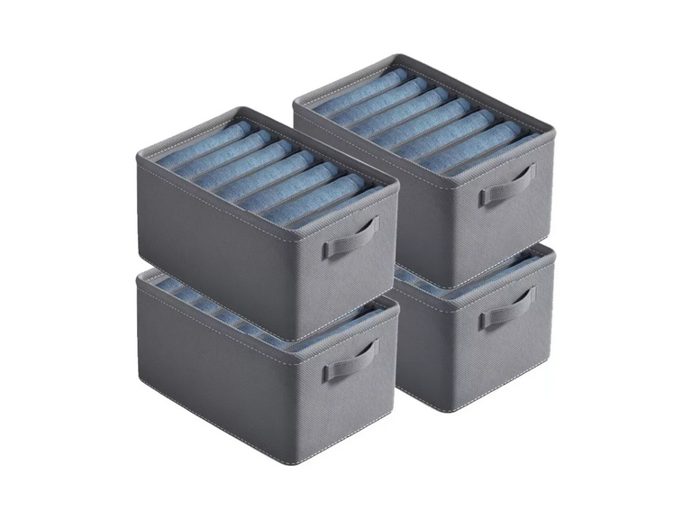 Pack 4 Cajas Organizador Ropa 44x30x20 Gris