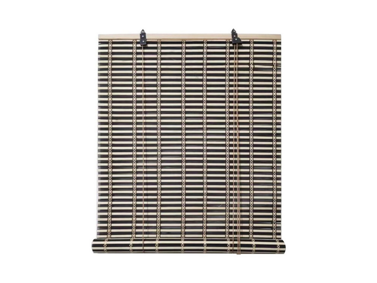 Cortina Persiana Roller Enrollable Bambú Negro Beige 120x180