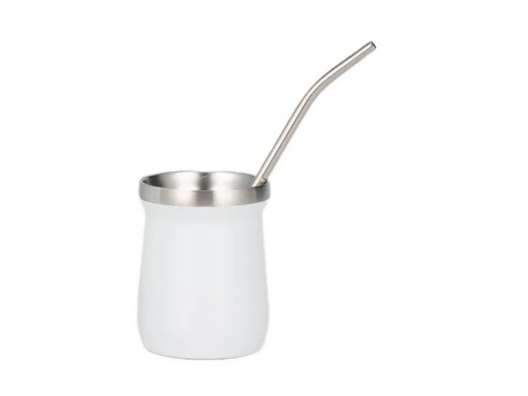 Set Termo Mate Tapa Bombilla 1 LT Blanco